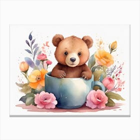 Teddy Bear In A Cup Canvas Print