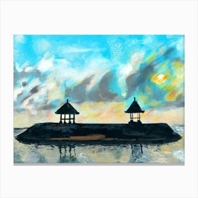 Peaceful sunset on beach scene with acrylic Canvas Print