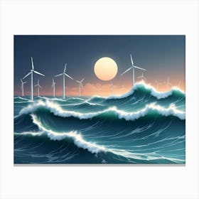 Wind Power Station At Sea Canvas Print