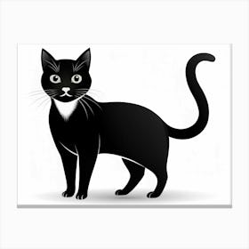 Black And White Cat Silhouette Canvas Print