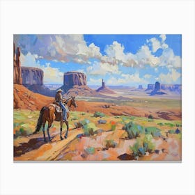 Cowboy In Monument Valley Arizona 4 Canvas Print