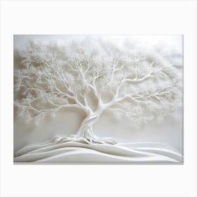 3d Relief White Tree Artwork Canvas Print