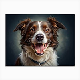 Portrait Of A Happy Brown And White Border Collie Dog Canvas Print