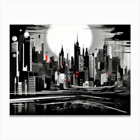Cityscape Abstract Black And White 1 Canvas Print
