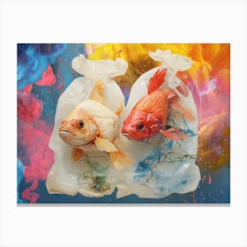 Eco. Fish In Plastic Bags Canvas Print