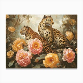 Floral Animal Illustration Panther 1 Canvas Print