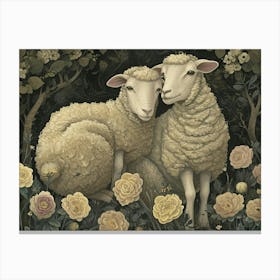 Floral Animal Illustration Sheep 3 Canvas Print