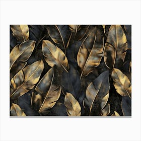 Grunge Bronze Banana Leaves Palm Tropical Exotic Seamless Pattern Hand Drawn Dark Vintage 1 Canvas Print