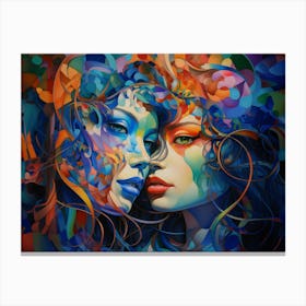 Two Women With Colorful Hair Canvas Print