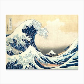 Tsunami By Hokusai 19th Century Copy Canvas Print