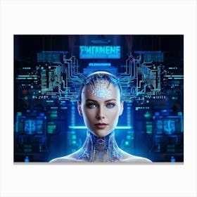 Abstract Cyber Concept Art Illustrating A Head With Neural Circuitry Resembling An Advanced Ai Syste (1) Canvas Print