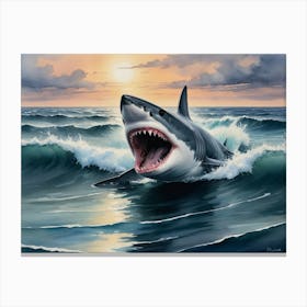 White Shark Hunting 1 Canvas Print