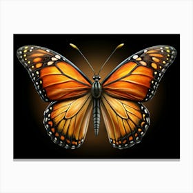 Orange Butterfly On Black Background Canvas Print