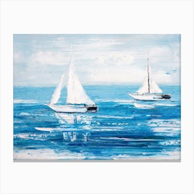 Sailboats In The Ocean Canvas Print