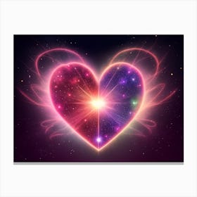 A Colorful Glowing Heart On A Dark Background Horizontal Composition 5 Canvas Print