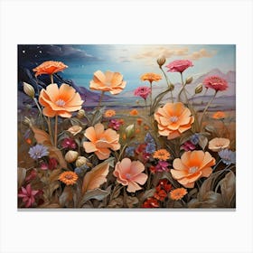 Luminous Flowers Field Canvas Print