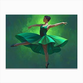 Ballerina In Green Dress 2 Canvas Print