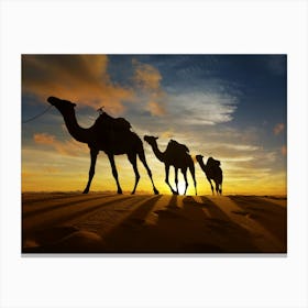 Camels In The Desert 1 Canvas Print