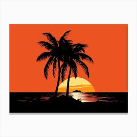 Sunset Palm Trees Art Print 1 Canvas Print