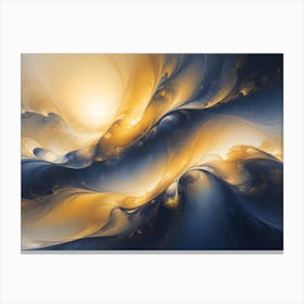 Abstract Image With Swirling, Flowing Patterns In Shades Of Blue, Gold, And White, Creating A Sense Of Depth And Movement Canvas Print