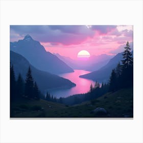 SynthWave Valley Canvas Print