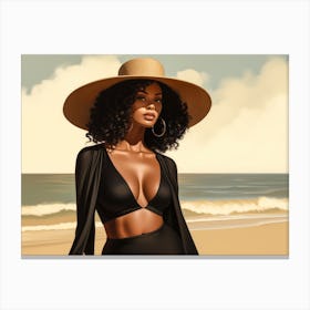 Illustration of an African American woman at the beach 60 Canvas Print