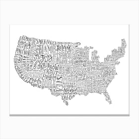 Usa Food Map Canvas Print