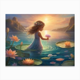 Water Lily Girl 1 Canvas Print