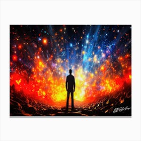In Awe Of Universe - Man Under The Open Sky Canvas Print
