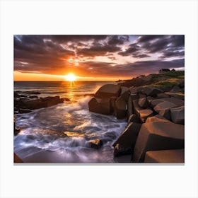 Sunrise Over Rocks 4 Canvas Print