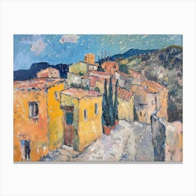 Tranquil Townscape Painting Inspired By Paul Cezanne Canvas Print