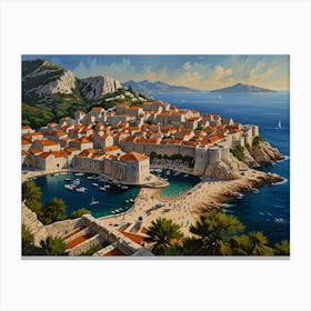 Old Town Of Dubrovnik Art Canvas Print