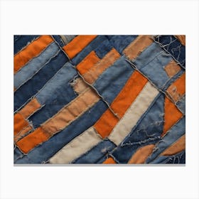 Blue And Orange Patchwork Quilt Canvas Print