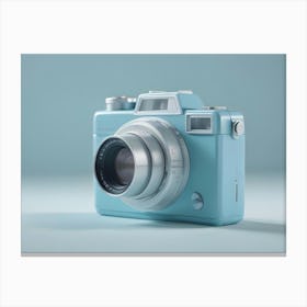 Photo Of A Vintage Blue Camera On A Blue Background Canvas Print