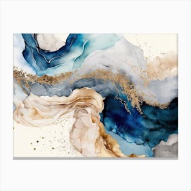 Blue Gold Marble Abstract 3 Canvas Print
