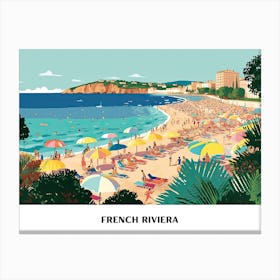 French Riviera Vintage Travel Poster Landscape 3 Canvas Print