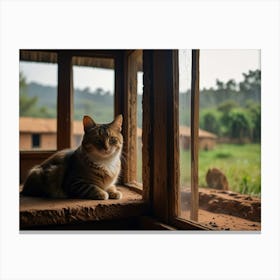 Cat In A Window 1 Canvas Print