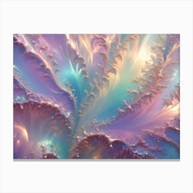 Abstract Image Of Swirling, Iridescent Waves In A Blend Of Pink, Blue, And Gold Hues Canvas Print