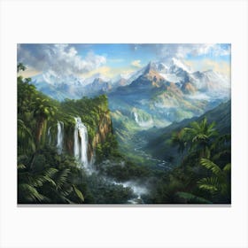 Waterfall In The Jungle 5 Canvas Print