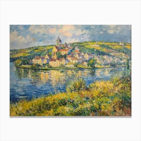 Rural Lakeside Paradise Painting Inspired By Paul Cezanne Canvas Print