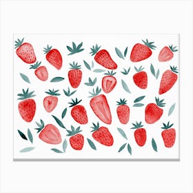 Watercolor Strawberries Canvas Print