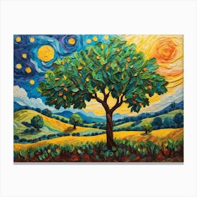 Starry Night Orange Tree Canvas Print