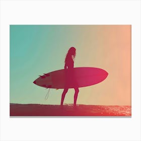 Silhouette Of A Surfer Canvas Print