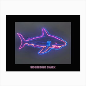 Neon Pink Aqua Wobbegong Shark Poster 5 Canvas Print