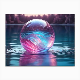 A Digitally Rendered, Colorful Egg Shaped Object With A Swirling, Liquid Like Interior Canvas Print