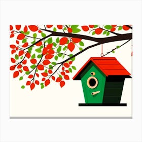 Green Bird House Canvas Print