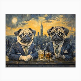 Gentleman Pugs At Nyc Rooftop Bar 4 Canvas Print