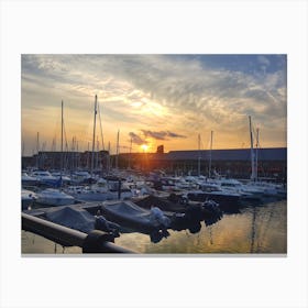 Sunset over Swansea Marina Canvas Print