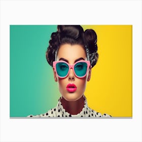 Retro Woman With Sunglasses Canvas Print