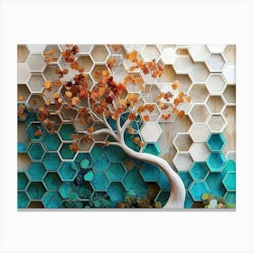 White Lattice And Ethereal Tree On Oak, Complemented By A Mix Of Turquoise And Colorful 2 Canvas Print